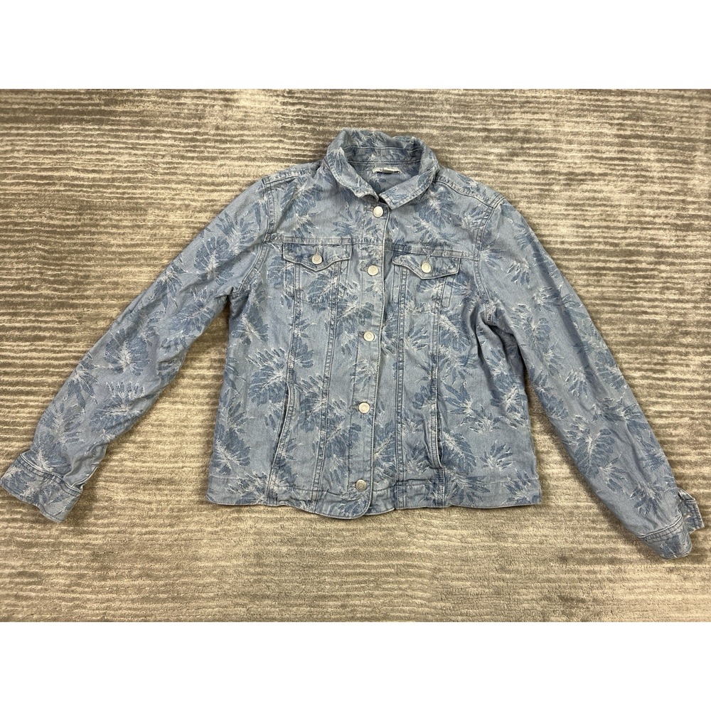 Croft & Barrow Jean Jacket Womens Medium Blue Long Sleeve Cotton Blend
